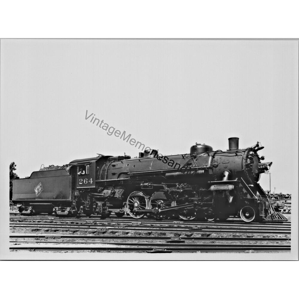 Vtg Mobile & Ohio Railroad M. O. 264 Steam Locomotive 5"x7" Real Photo T2-535